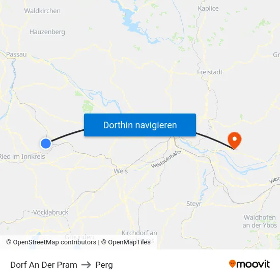 Dorf An Der Pram to Perg map