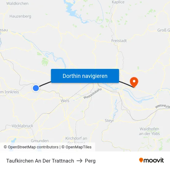 Taufkirchen An Der Trattnach to Perg map