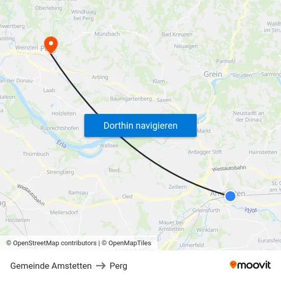 Gemeinde Amstetten to Perg map