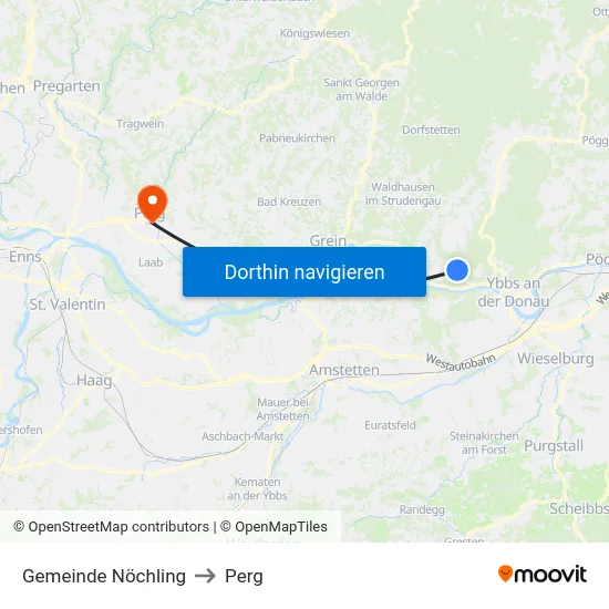 Gemeinde Nöchling to Perg map