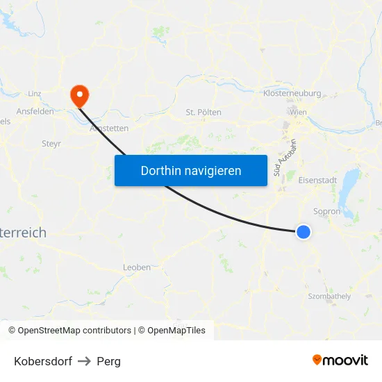 Kobersdorf to Perg map
