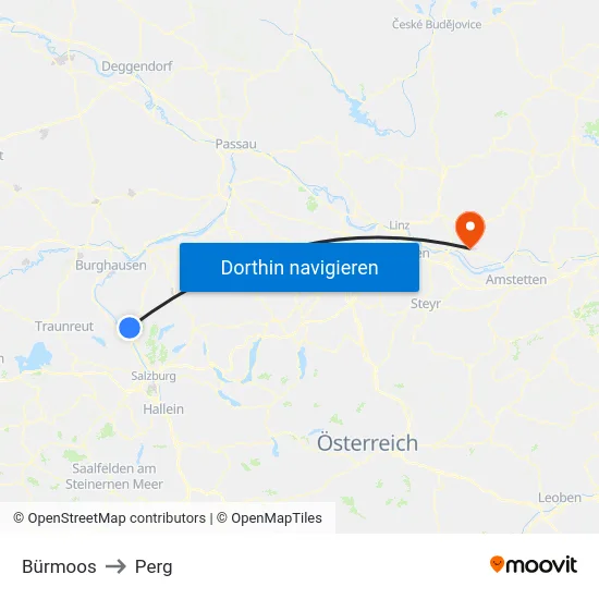 Bürmoos to Perg map