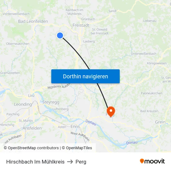 Hirschbach Im Mühlkreis to Perg map