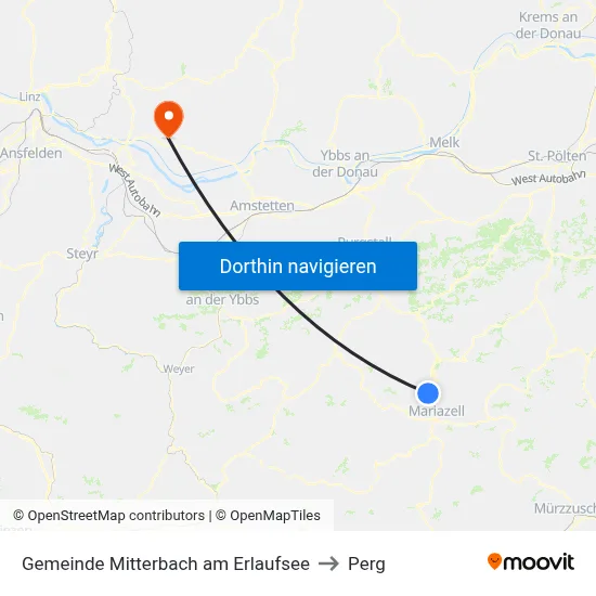 Gemeinde Mitterbach am Erlaufsee to Perg map