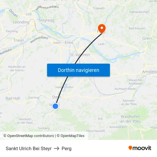 Sankt Ulrich Bei Steyr to Perg map