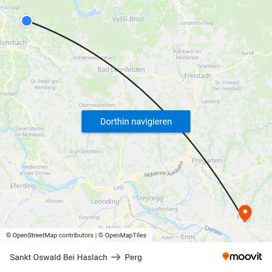 Sankt Oswald Bei Haslach to Perg map