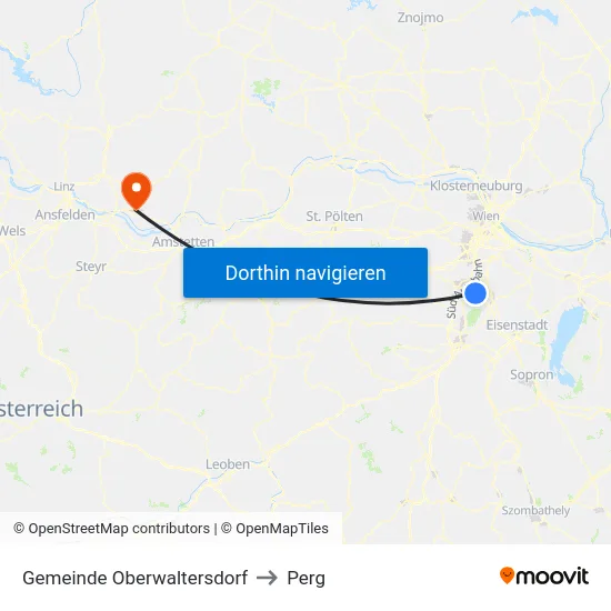 Gemeinde Oberwaltersdorf to Perg map