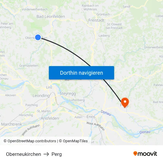 Oberneukirchen to Perg map