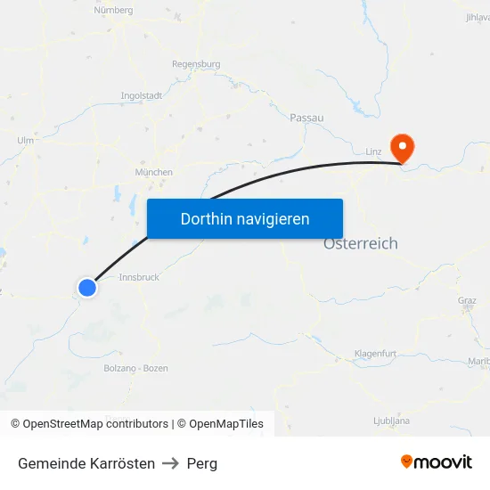 Gemeinde Karrösten to Perg map