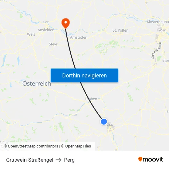 Gratwein-Straßengel to Perg map