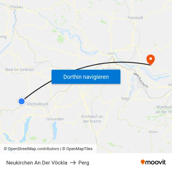 Neukirchen An Der Vöckla to Perg map