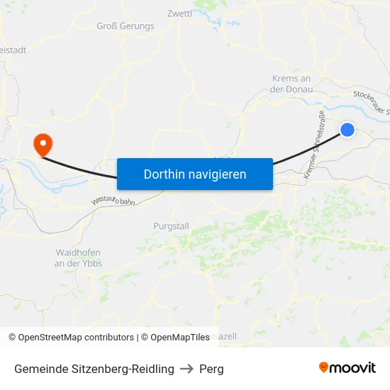 Gemeinde Sitzenberg-Reidling to Perg map