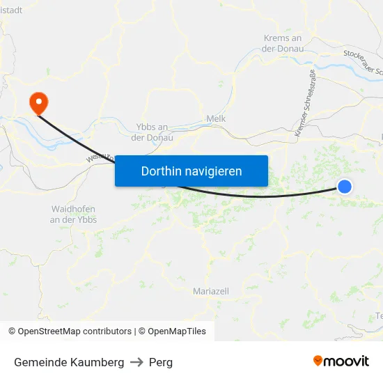 Gemeinde Kaumberg to Perg map