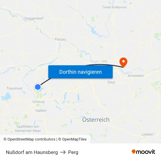 Nußdorf am Haunsberg to Perg map