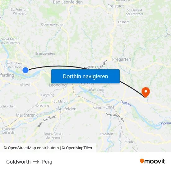 Goldwörth to Perg map