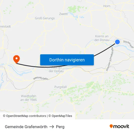 Gemeinde Grafenwörth to Perg map