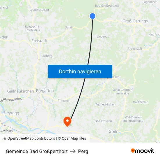 Gemeinde Bad Großpertholz to Perg map