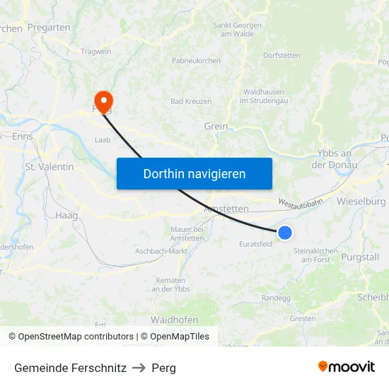 Gemeinde Ferschnitz to Perg map