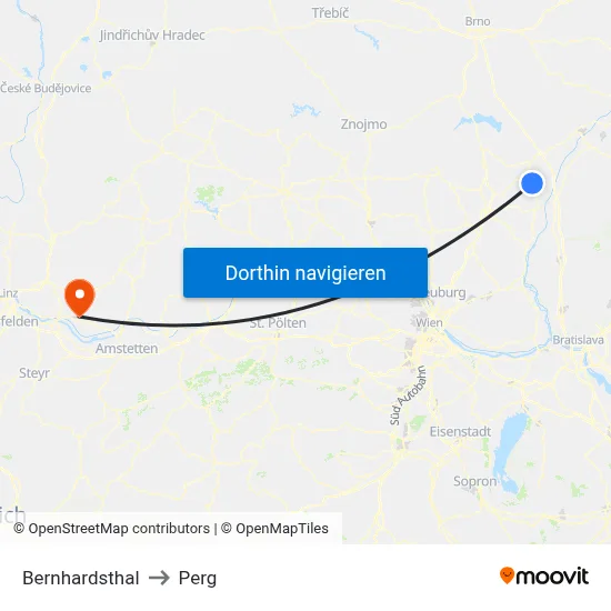 Bernhardsthal to Perg map