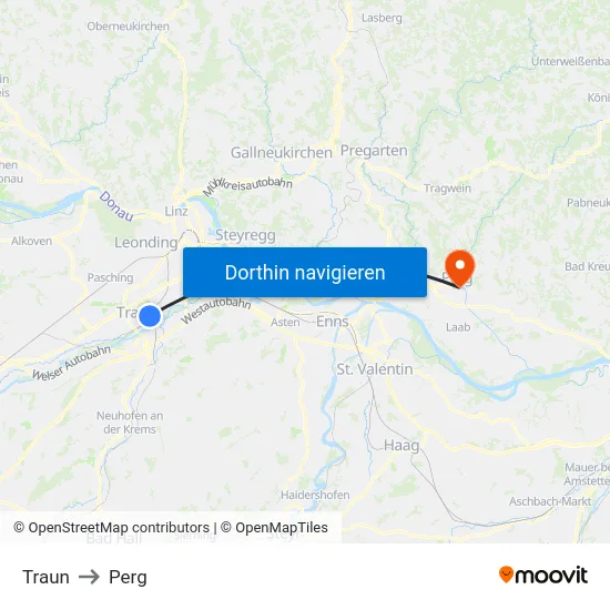 Traun to Perg map
