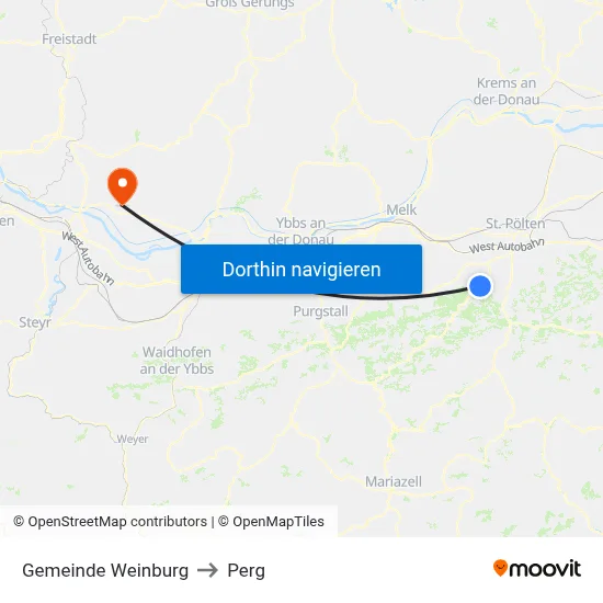 Gemeinde Weinburg to Perg map