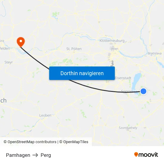 Pamhagen to Perg map