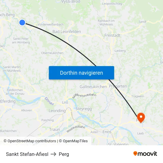 Sankt Stefan-Afiesl to Perg map