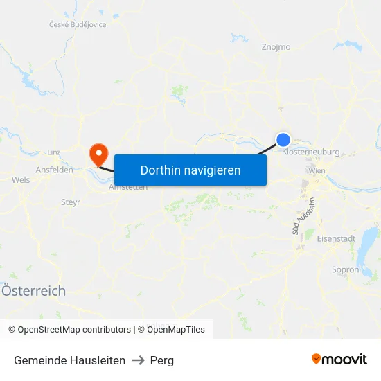 Gemeinde Hausleiten to Perg map