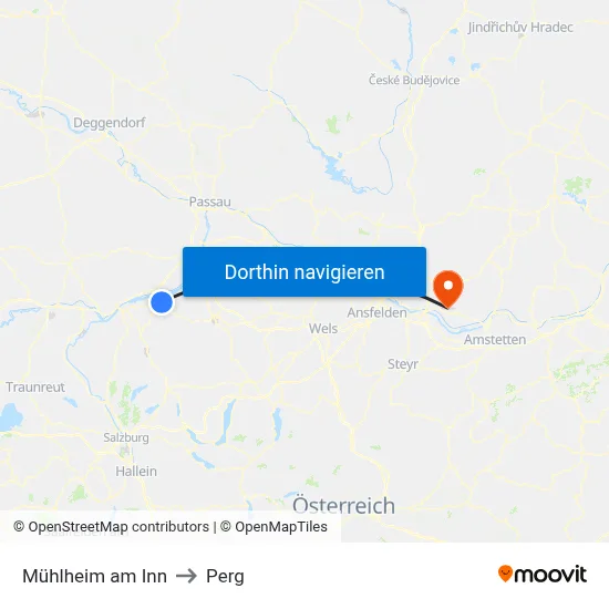 Mühlheim am Inn to Perg map