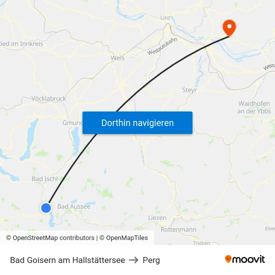 Bad Goisern am Hallstättersee to Perg map