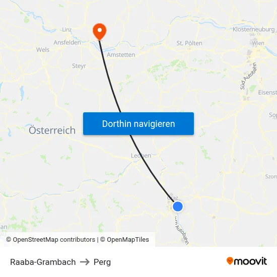 Raaba-Grambach to Perg map