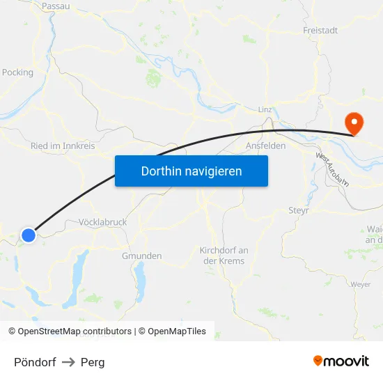 Pöndorf to Perg map