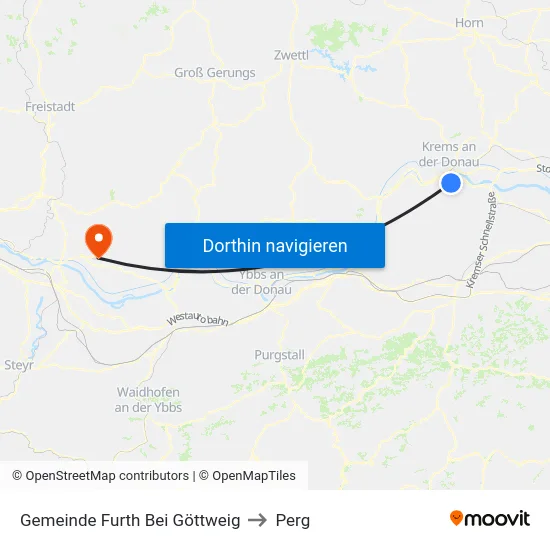 Gemeinde Furth Bei Göttweig to Perg map