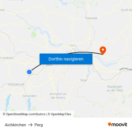Aichkirchen to Perg map