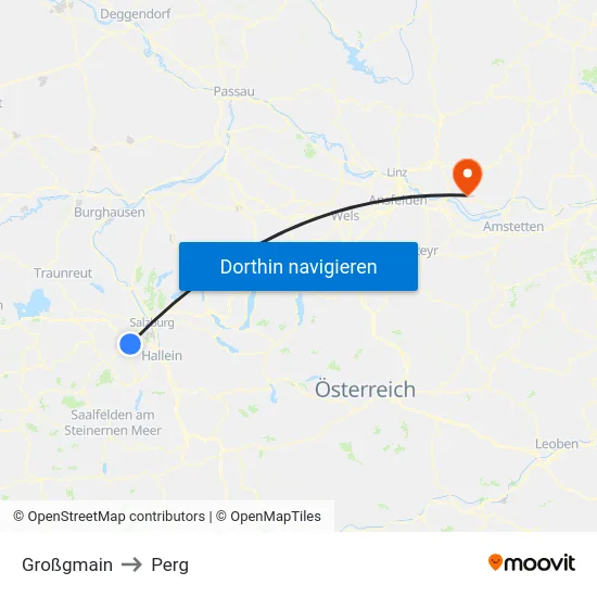 Großgmain to Perg map