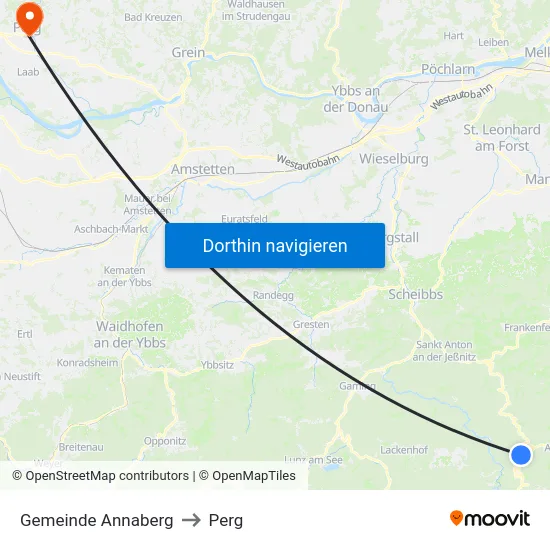 Gemeinde Annaberg to Perg map