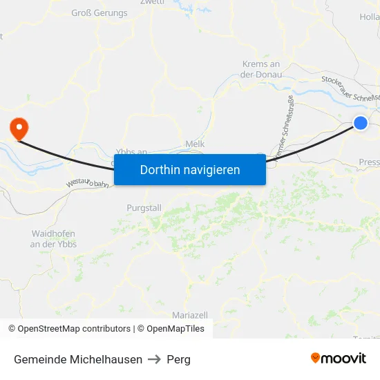Gemeinde Michelhausen to Perg map