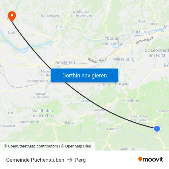 Gemeinde Puchenstuben to Perg map