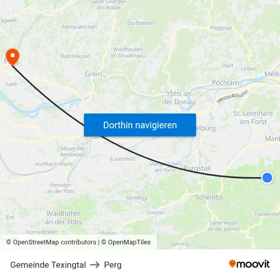 Gemeinde Texingtal to Perg map