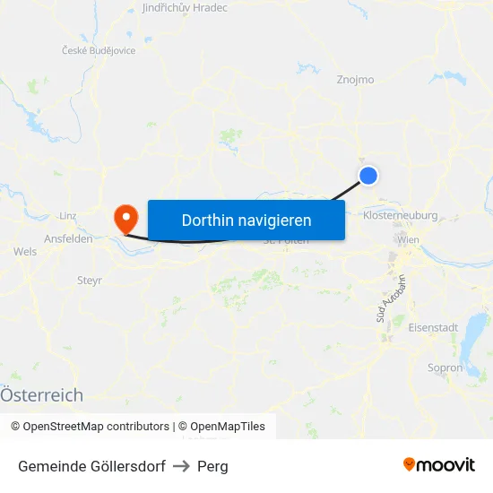 Gemeinde Göllersdorf to Perg map