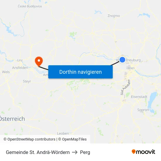 Gemeinde St. Andrä-Wördern to Perg map