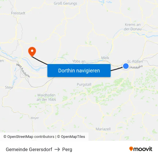 Gemeinde Gerersdorf to Perg map