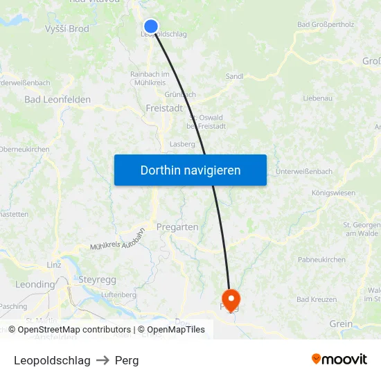 Leopoldschlag to Perg map