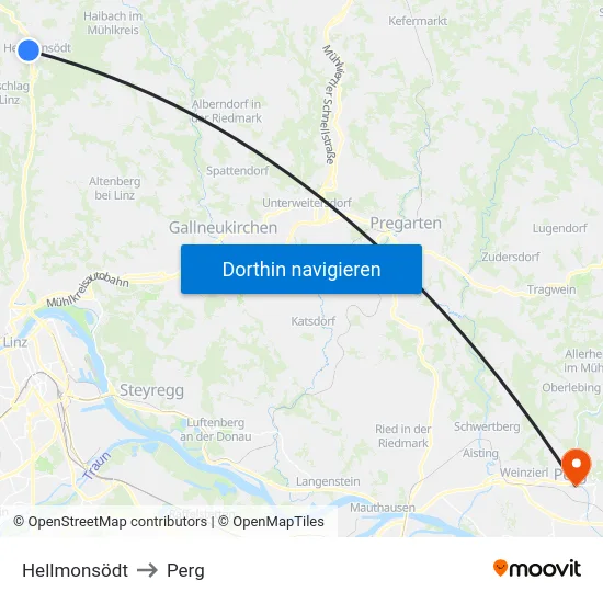 Hellmonsödt to Perg map