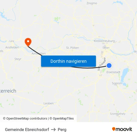 Gemeinde Ebreichsdorf to Perg map