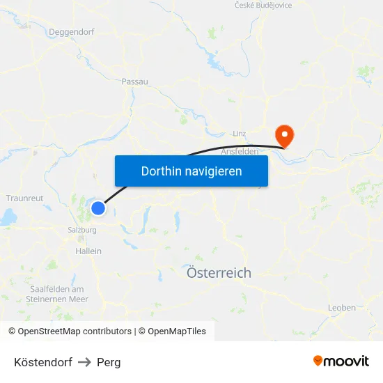 Köstendorf to Perg map