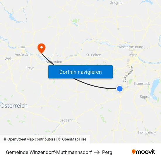Gemeinde Winzendorf-Muthmannsdorf to Perg map