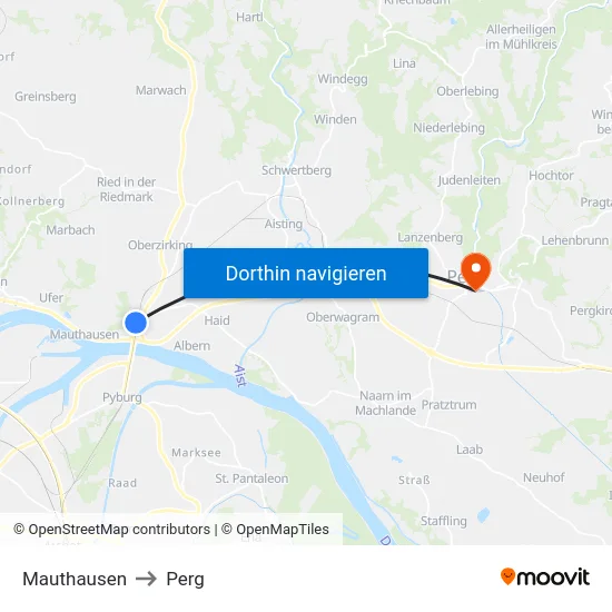 Mauthausen to Perg map