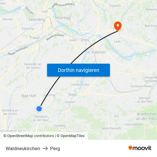Waldneukirchen to Perg map