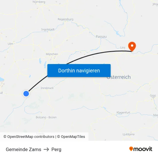 Gemeinde Zams to Perg map